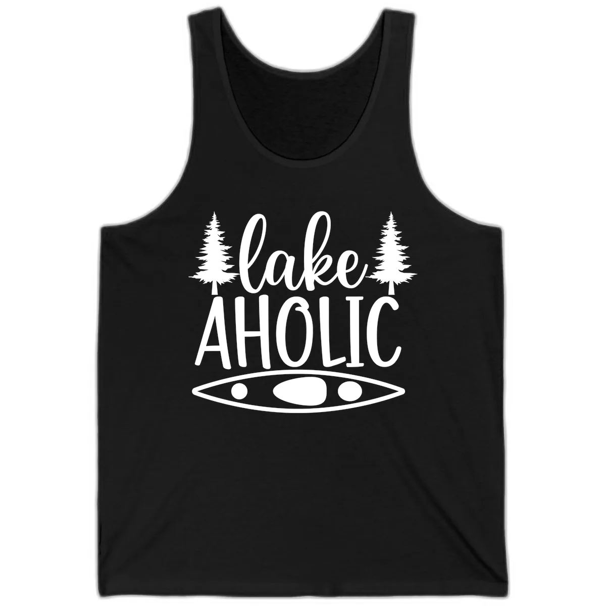Lakeaholic Kayak And Trees Tank in Black