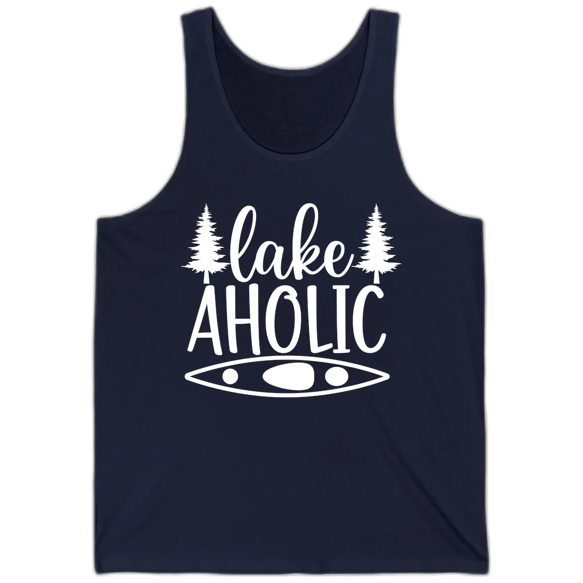 Lakeaholic Kayak And Trees Tank in Navy