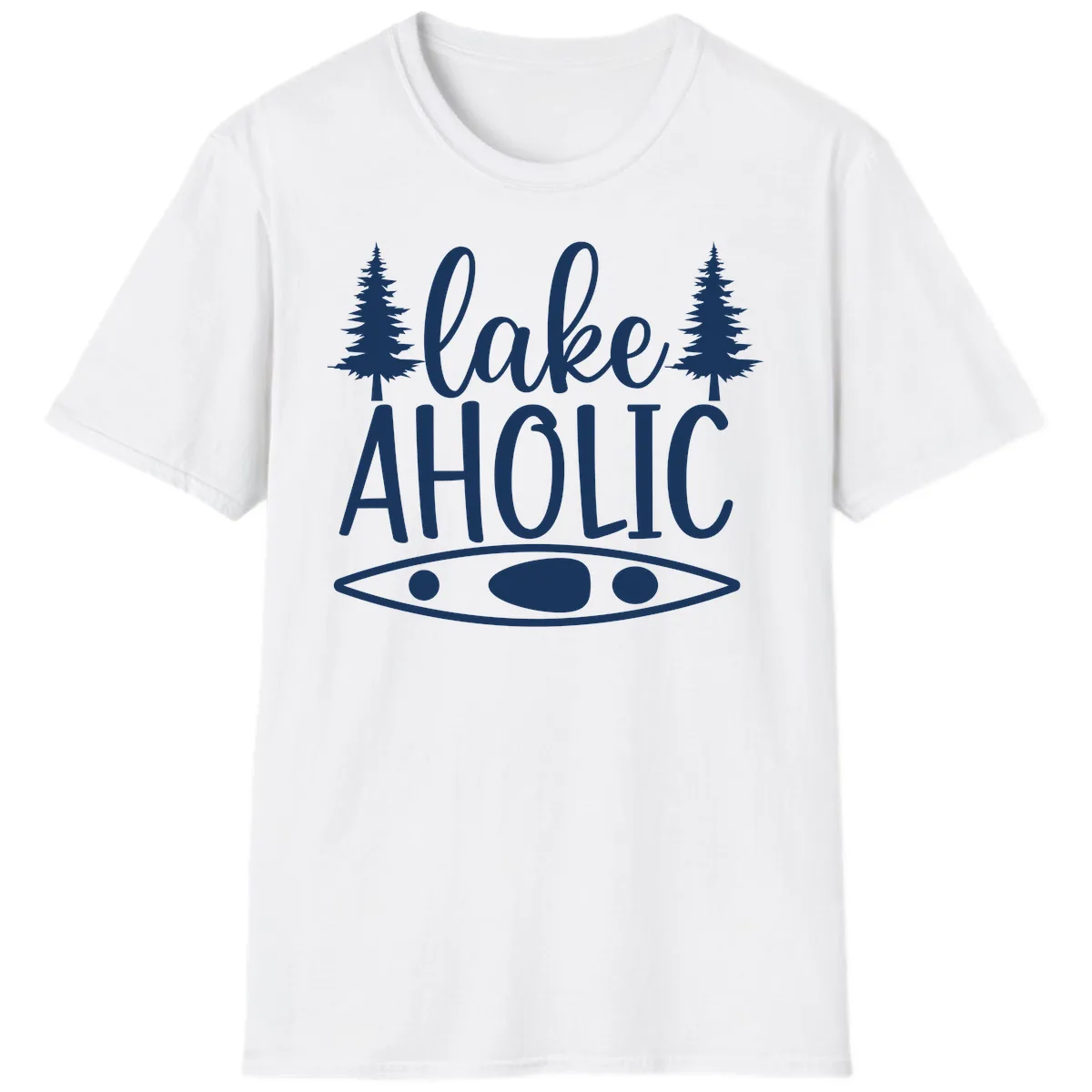 Lakeaholic Kayak And Trees T-Shirt in White