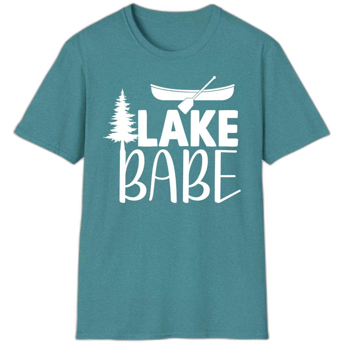 Lake Babe Lake Life Apparel T-Shirt in Heather Galapagos Blue