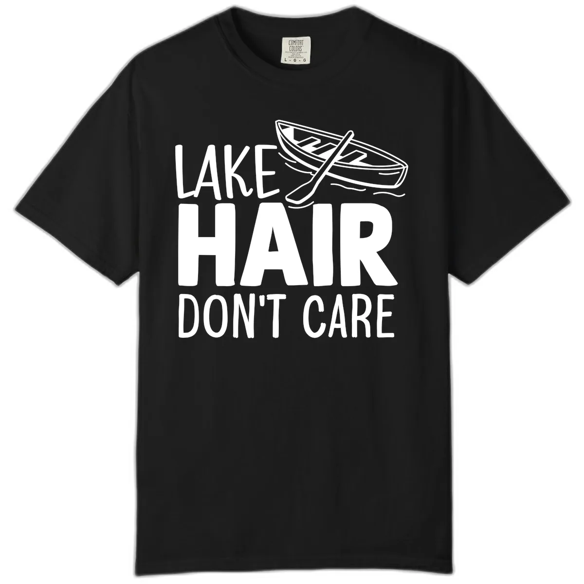 Lake Hair Don't Care Boat Design Comfort Color in Black
