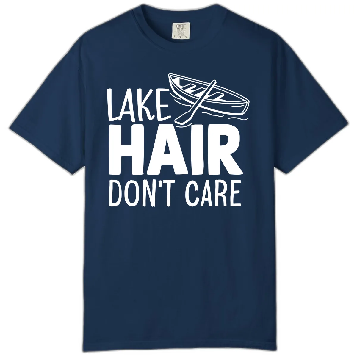 Lake Hair Don't Care Boat Design Comfort Color in Navy