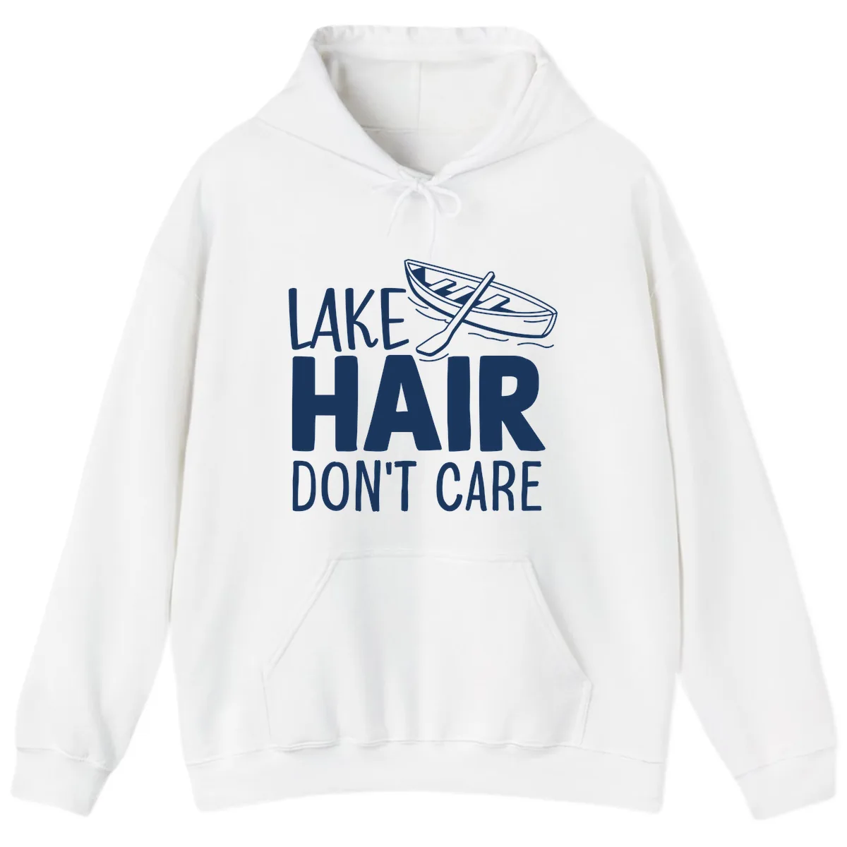 Lake Hair Don't Care Boat Design Hoodie in White