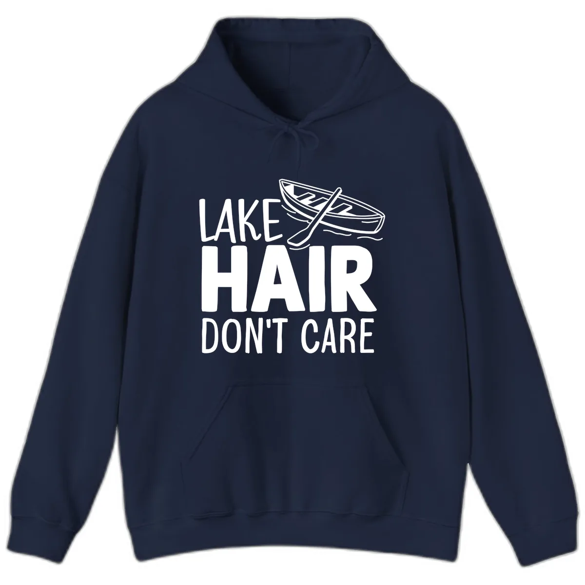 Lake Hair Don't Care Boat Design Hoodie in Navy