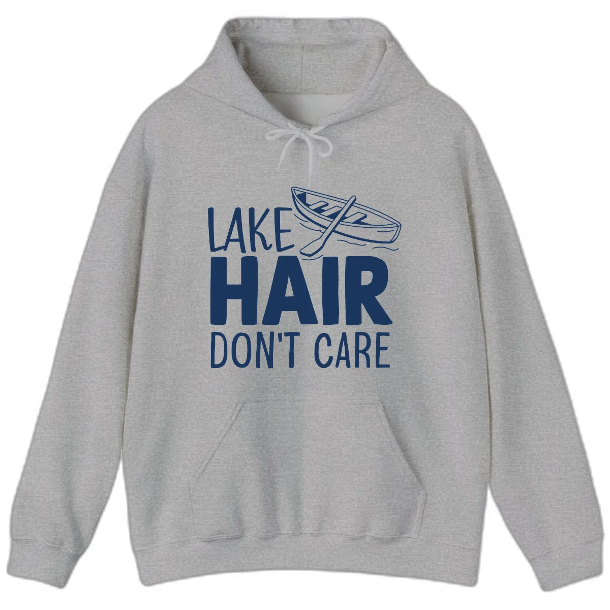 Lake Hair Don't Care Boat Design Hoodie in Sport Grey
