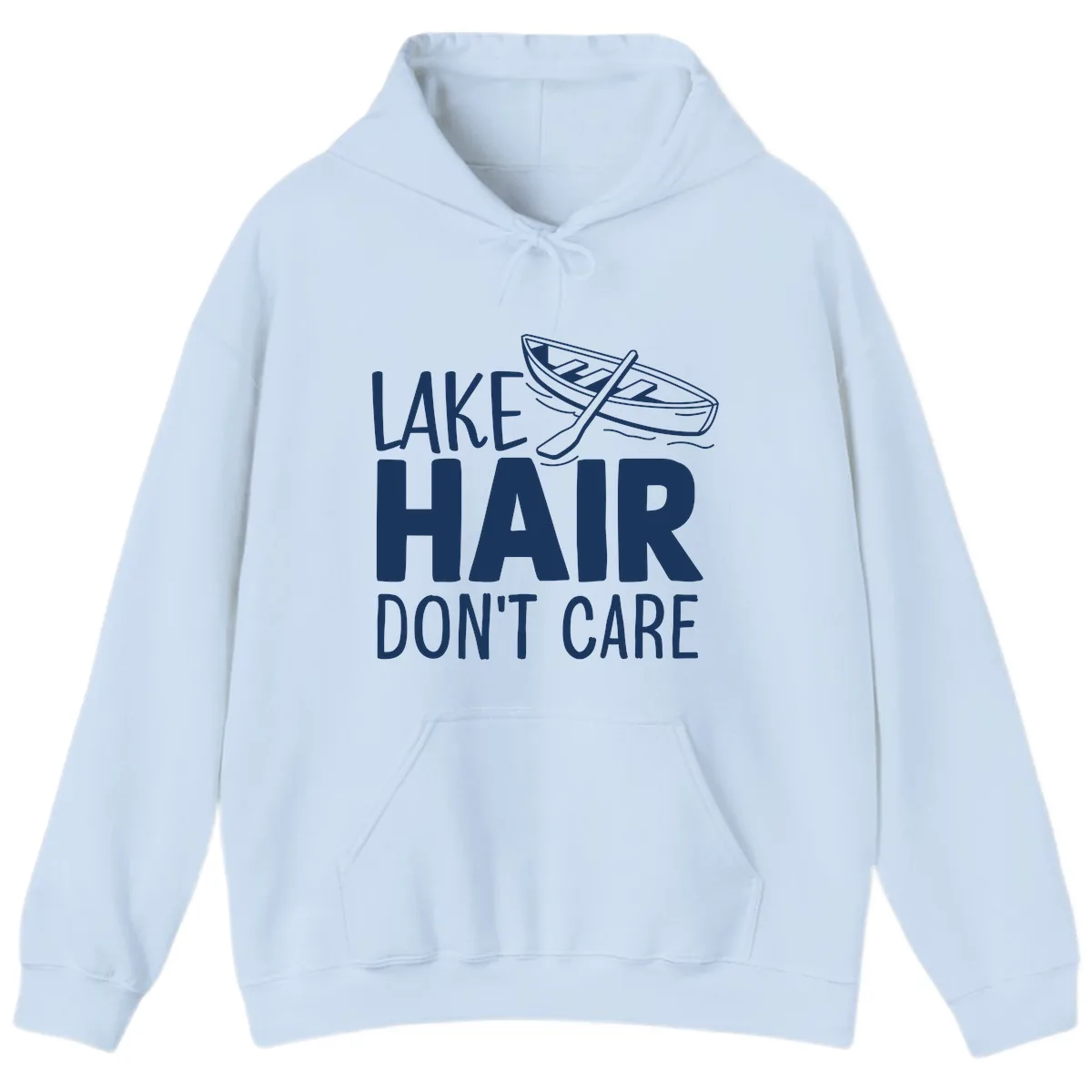 Lake Hair Don't Care Boat Design Hoodie in Light Blue