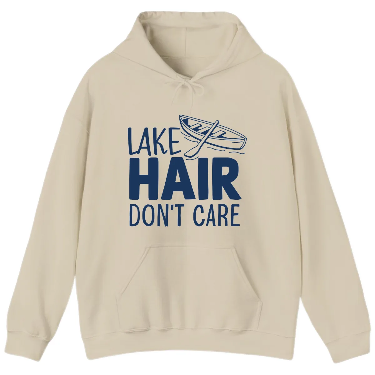 Lake Hair Don't Care Boat Design Hoodie in Sand