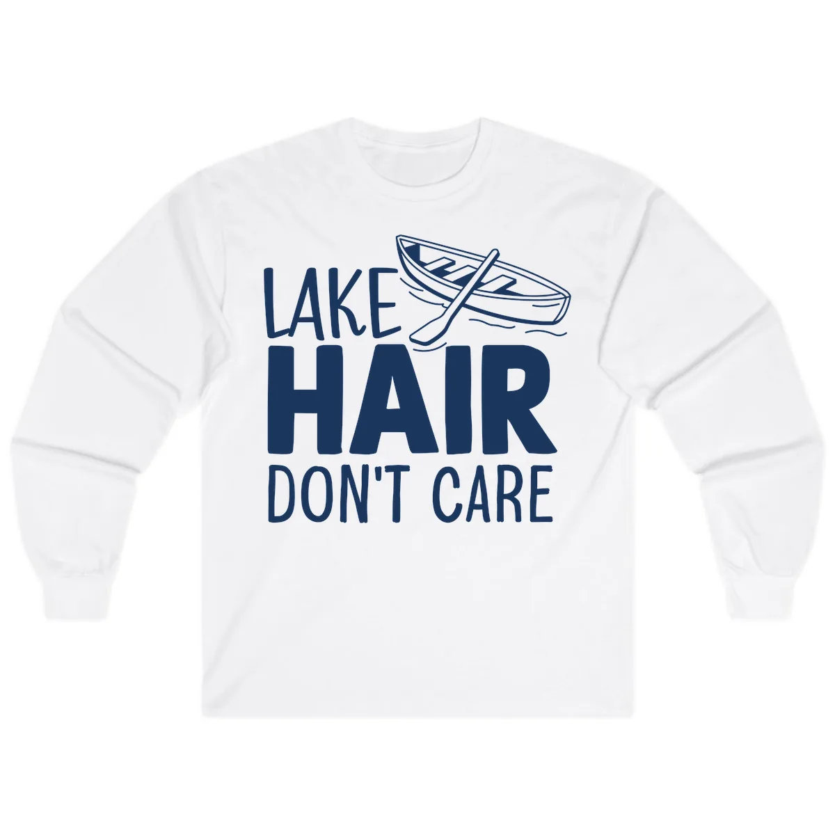 Lake Hair Don't Care Boat Design Long Sleeve in White