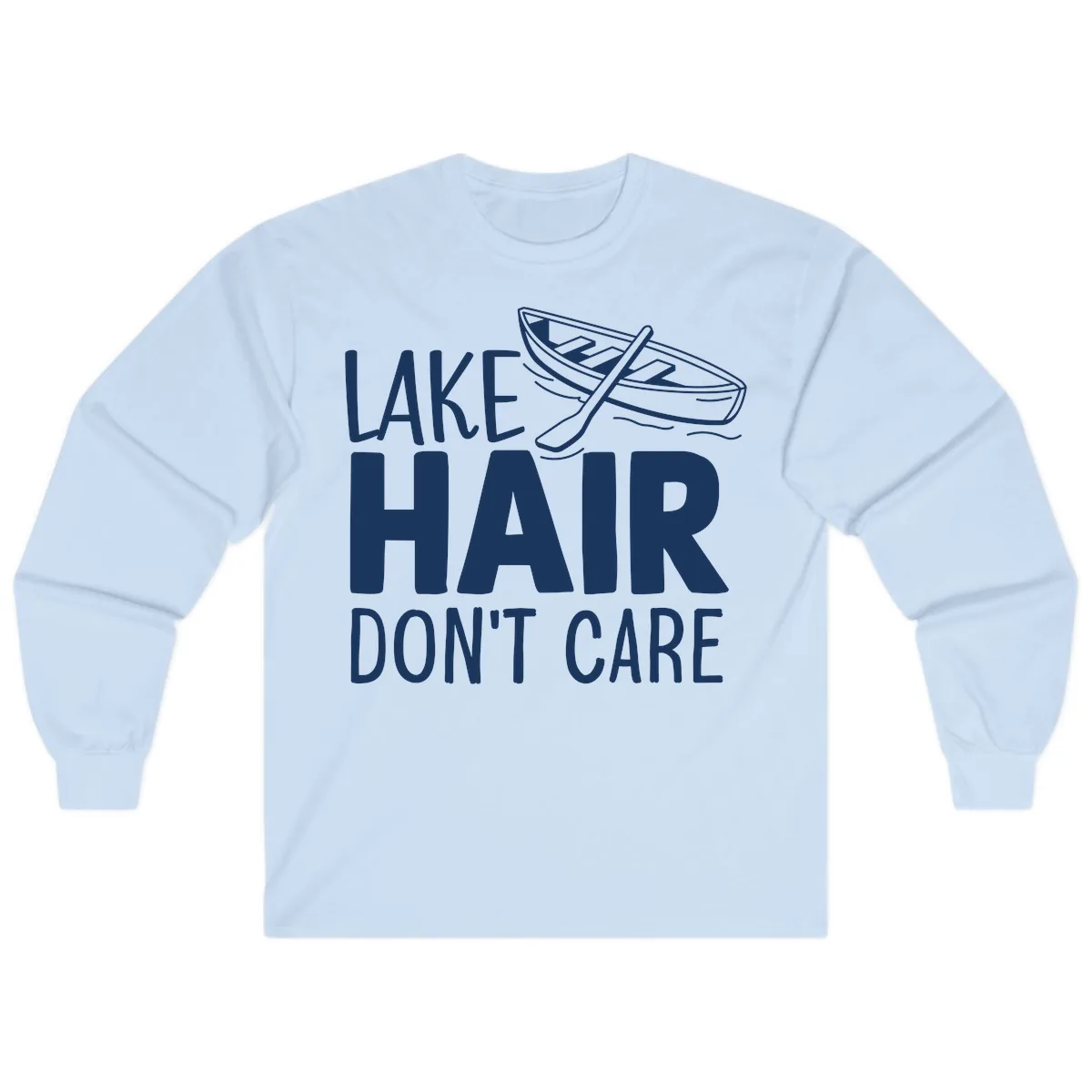 Lake Hair Don't Care Boat Design Long Sleeve in Light Blue