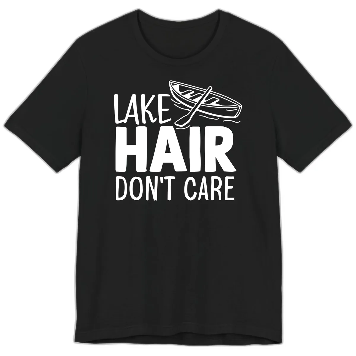 Lake Hair Don't Care Boat Design Premium T-Shirt in Black