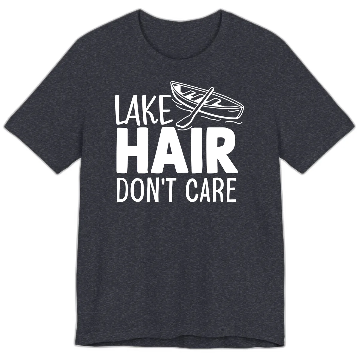 Lake Hair Don't Care Boat Design Premium T-Shirt in Heather Navy