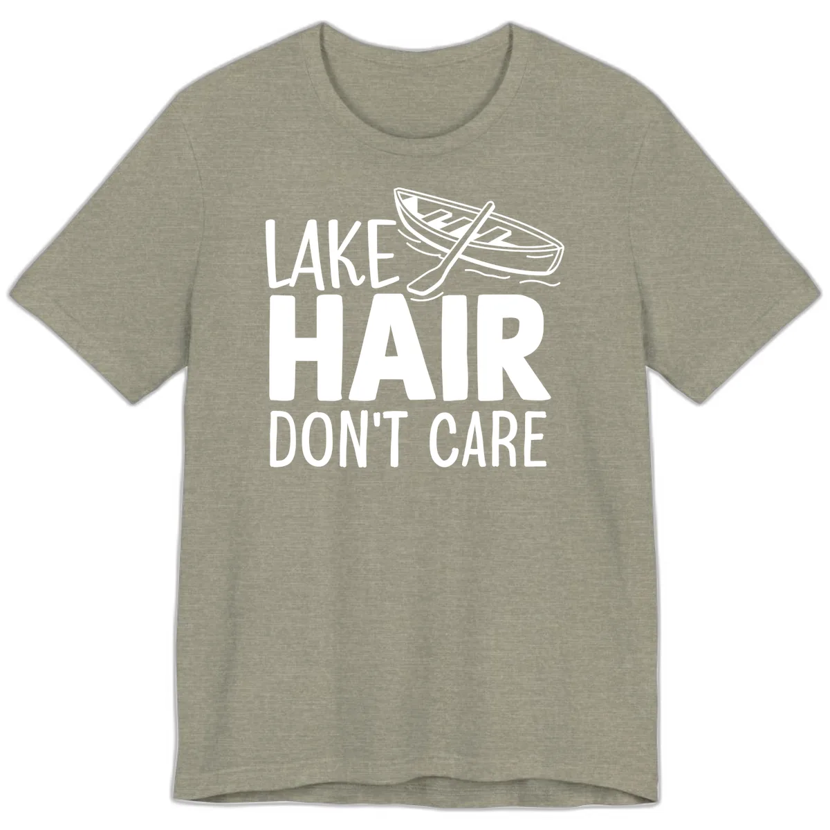 Lake Hair Don't Care Boat Design Premium T-Shirt in Heather Stone