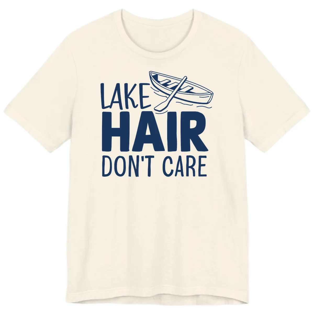 Lake Hair Don't Care Boat Design Premium T-Shirt in Natural