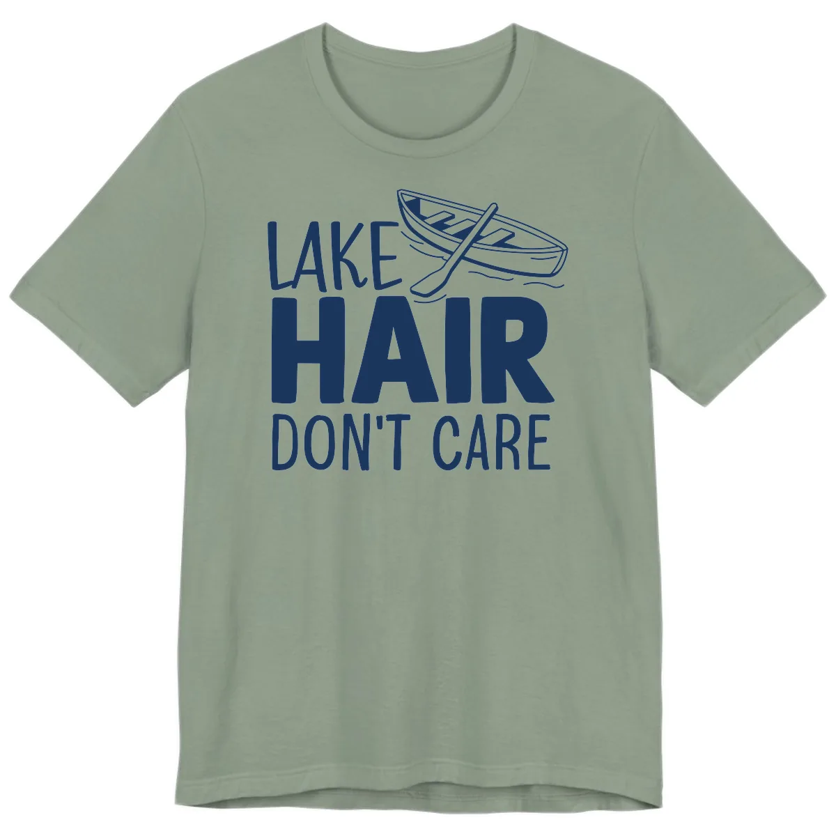Lake Hair Don't Care Boat Design Premium T-Shirt in Sage