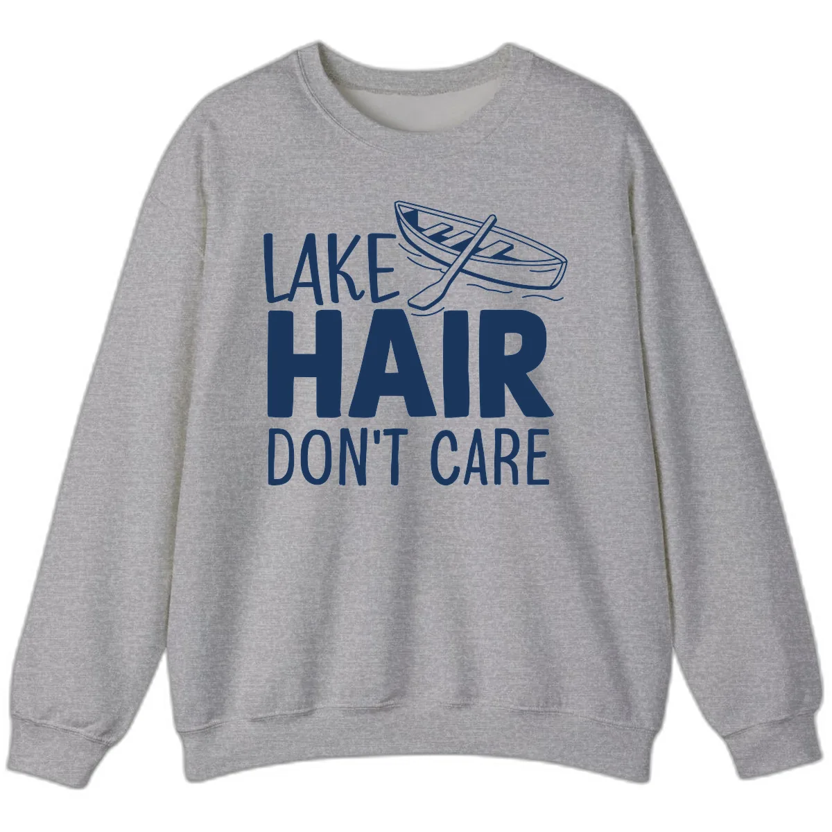 Lake Hair Don't Care Boat Design Sweatshirt in Sport Grey