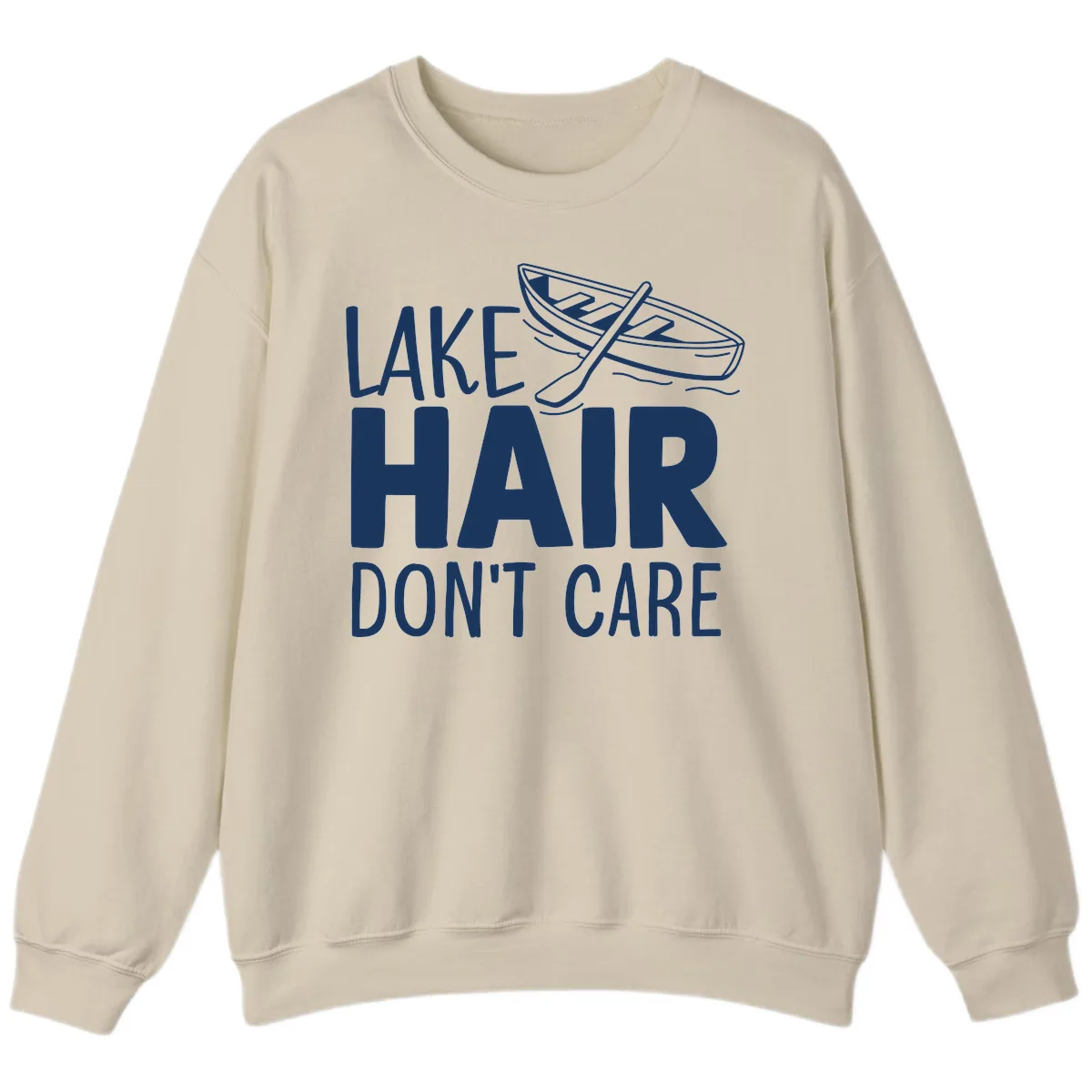 Lake Hair Don't Care Boat Design Sweatshirt in Sand