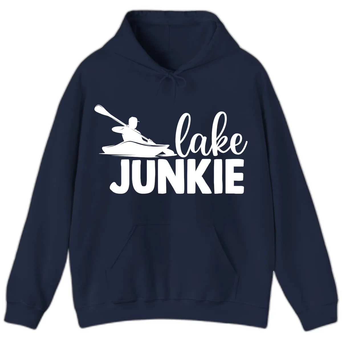 Lake Junkie Kayak Design Hoodie in Navy