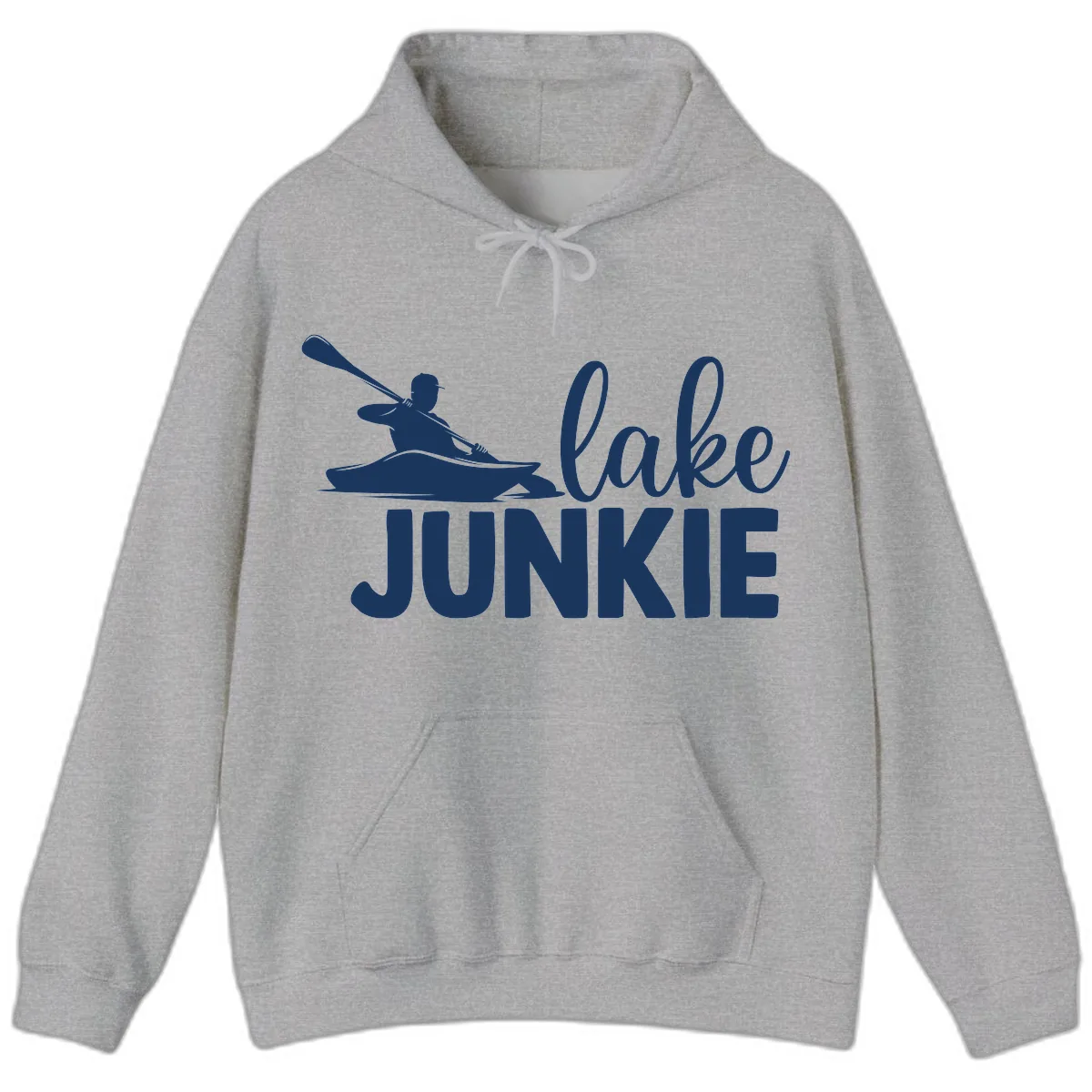 Lake Junkie Kayak Design Hoodie in Sport Grey