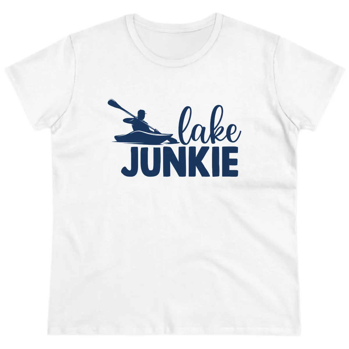 Lake Junkie Kayak Design Ladies Tee in White