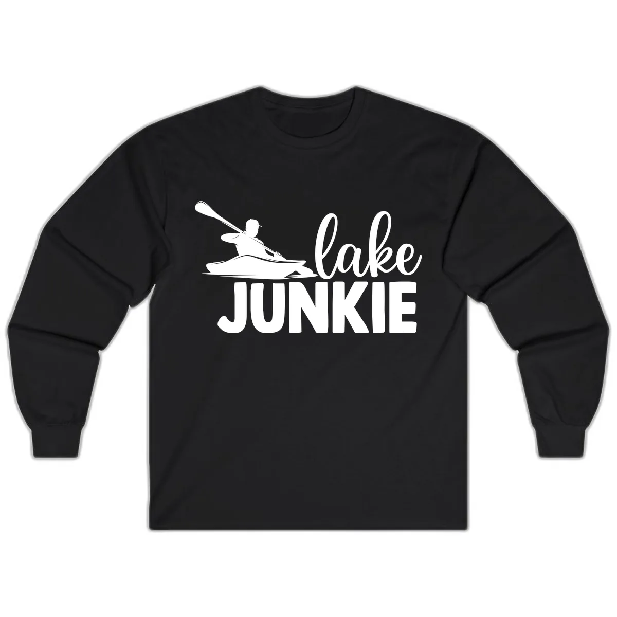 Lake Junkie Kayak Design Long Sleeve in Black