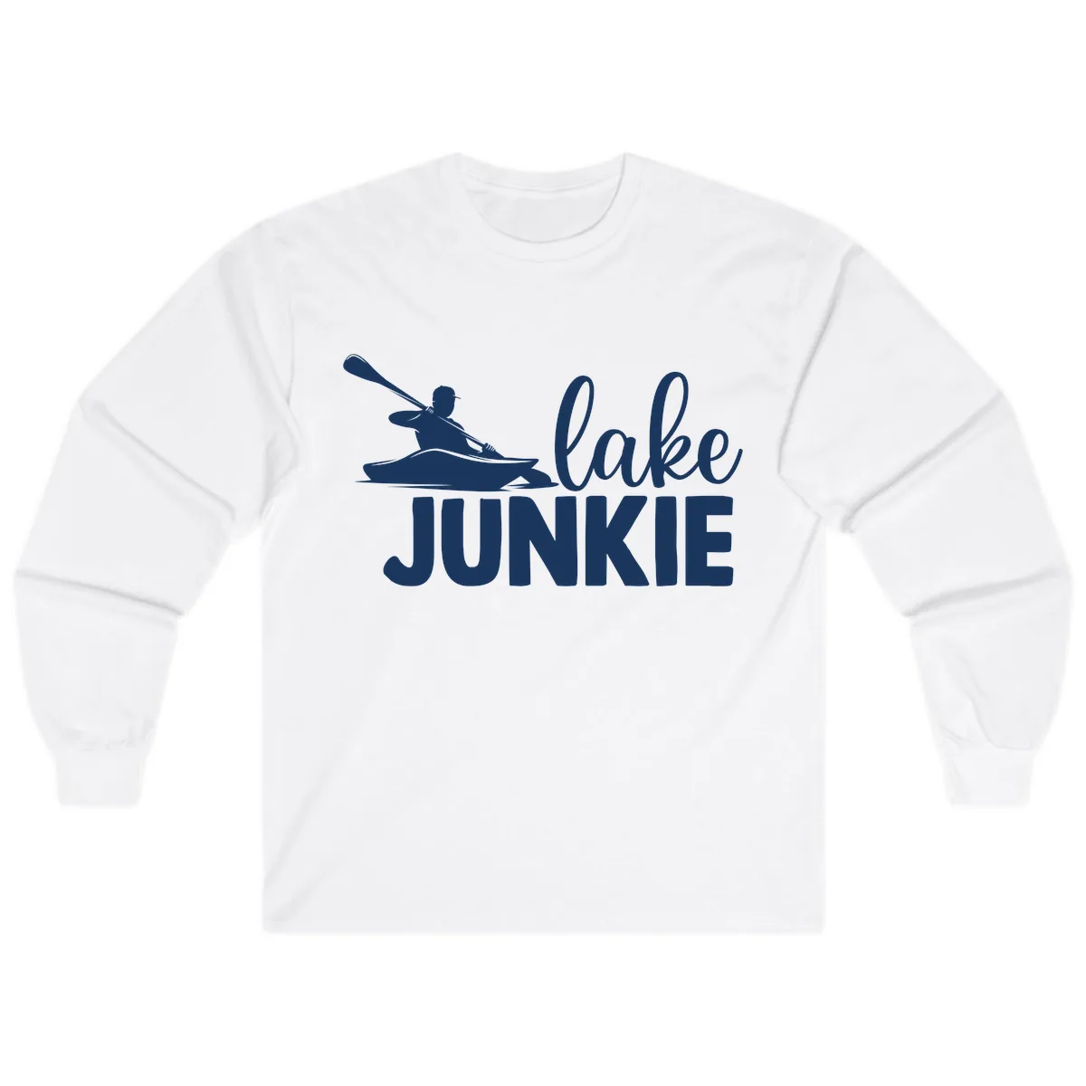 Lake Junkie Kayak Design Long Sleeve in White