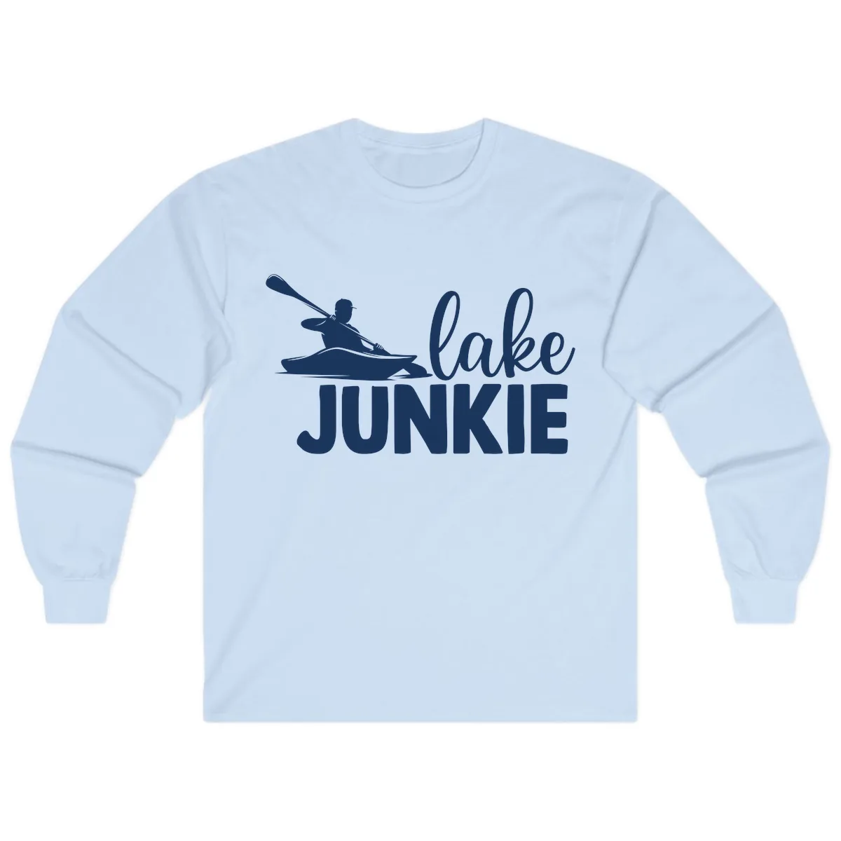 Lake Junkie Kayak Design Long Sleeve in Light Blue