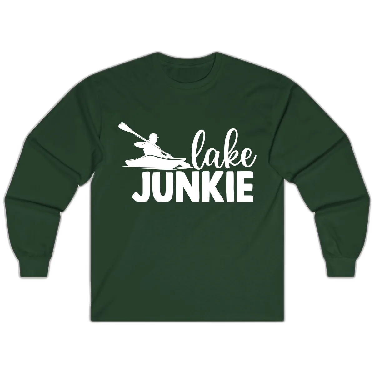 Lake Junkie Kayak Design Long Sleeve in Forest Green
