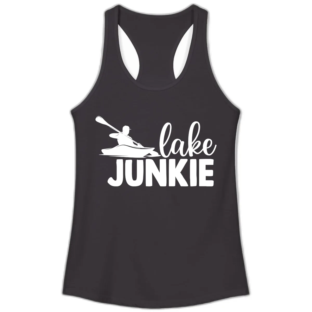 Lake Junkie Kayak Design Ladies Tank in Black