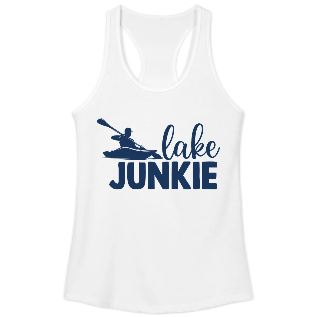 Lake Junkie Kayak Design Ladies Tank in White