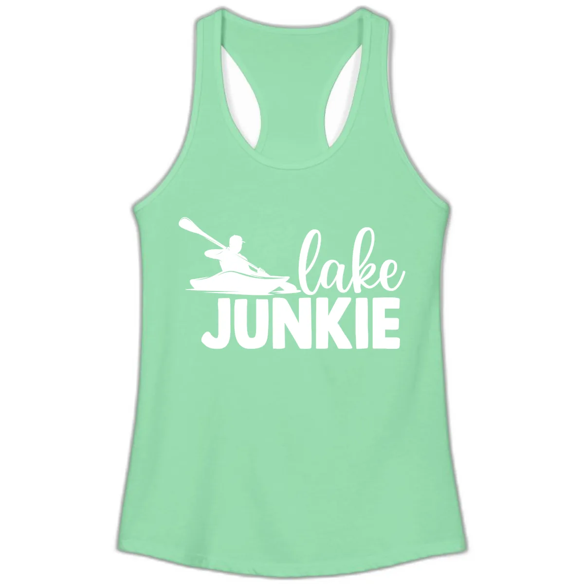 Lake Junkie Kayak Design Ladies Tank in Solid Mint