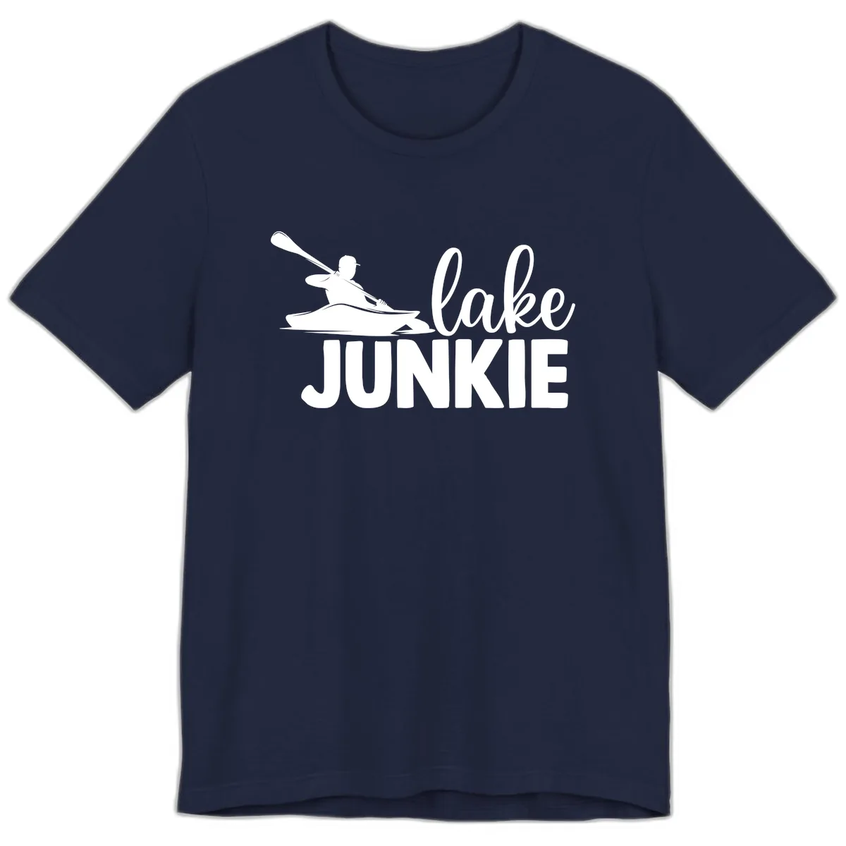 Lake Junkie Kayak Design Premium T-Shirt in Navy