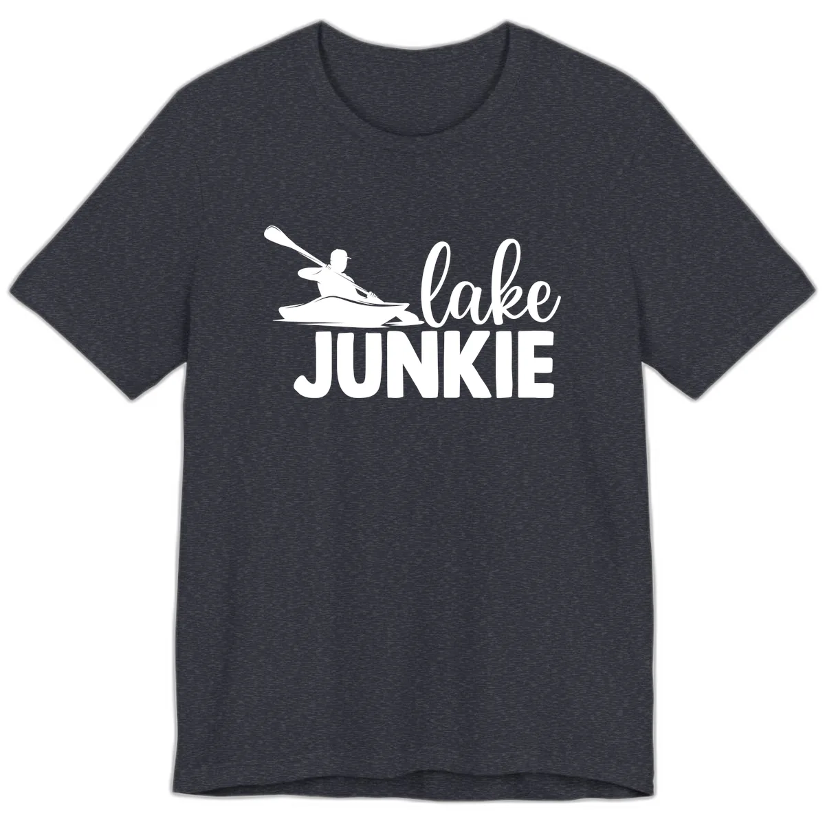 Lake Junkie Kayak Design Premium T-Shirt in Heather Navy