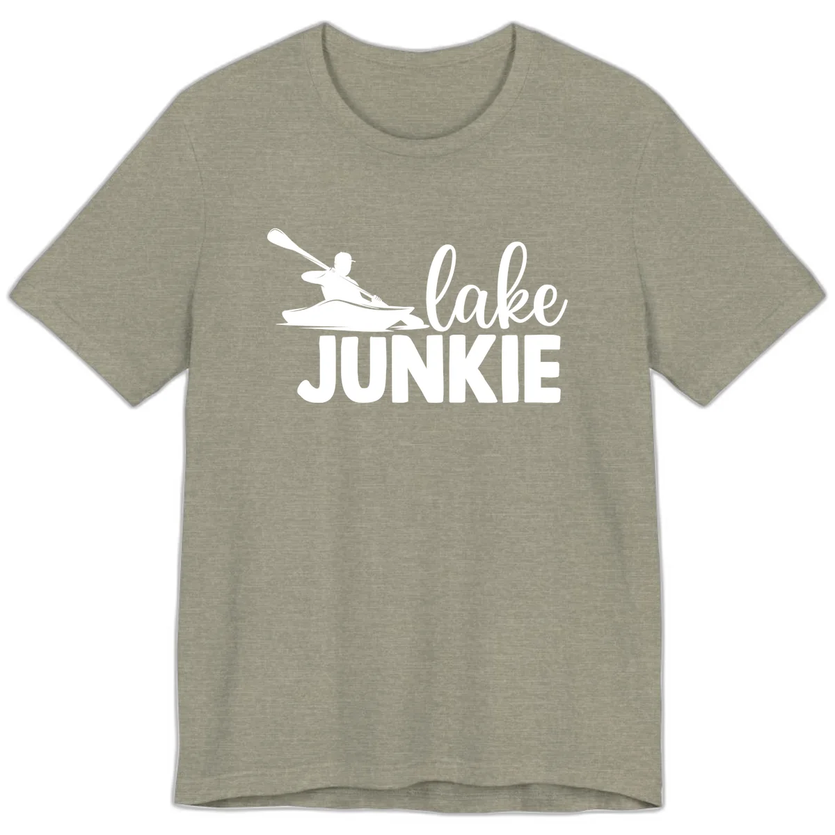 Lake Junkie Kayak Design Premium T-Shirt in Heather Stone