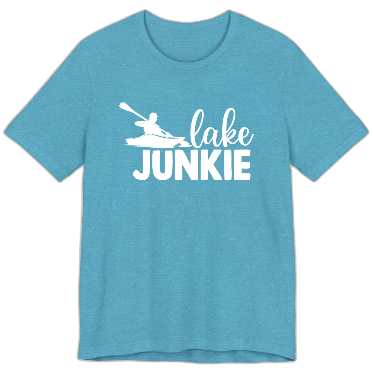 Lake Junkie Kayak Design Premium T-Shirt in Heather Aqua