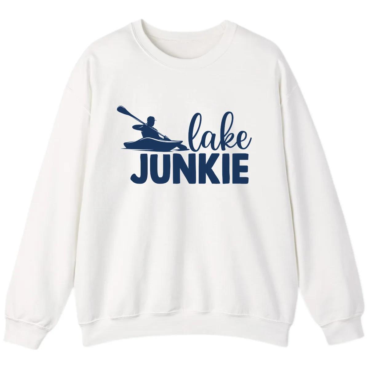 Lake Junkie Kayak Design Sweatshirt in White