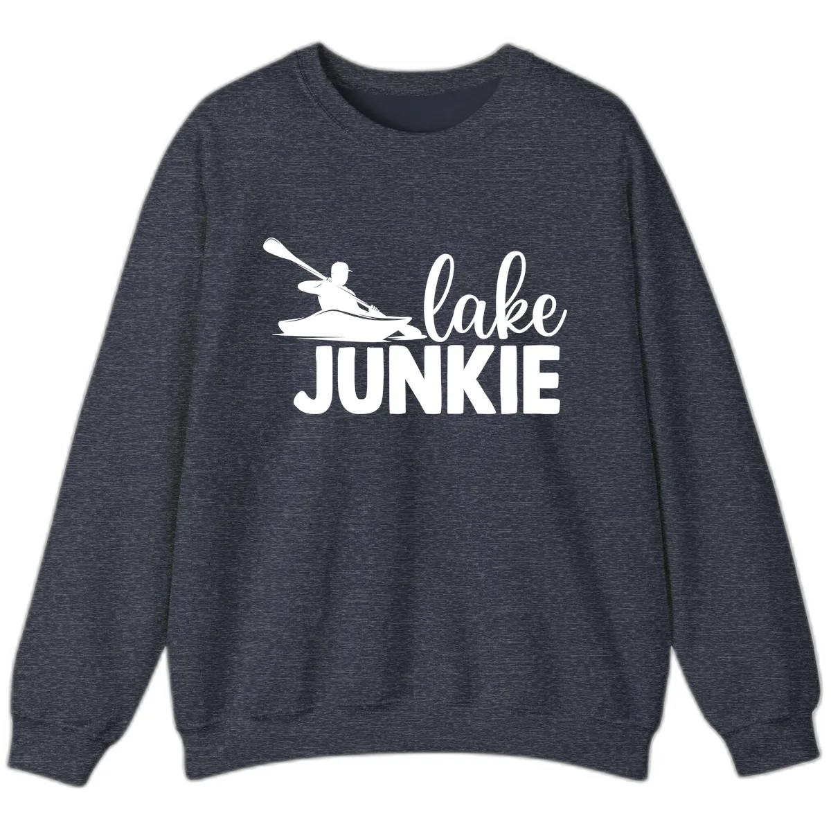 Lake Junkie Kayak Design Sweatshirt in Heather Sport Dark Navy