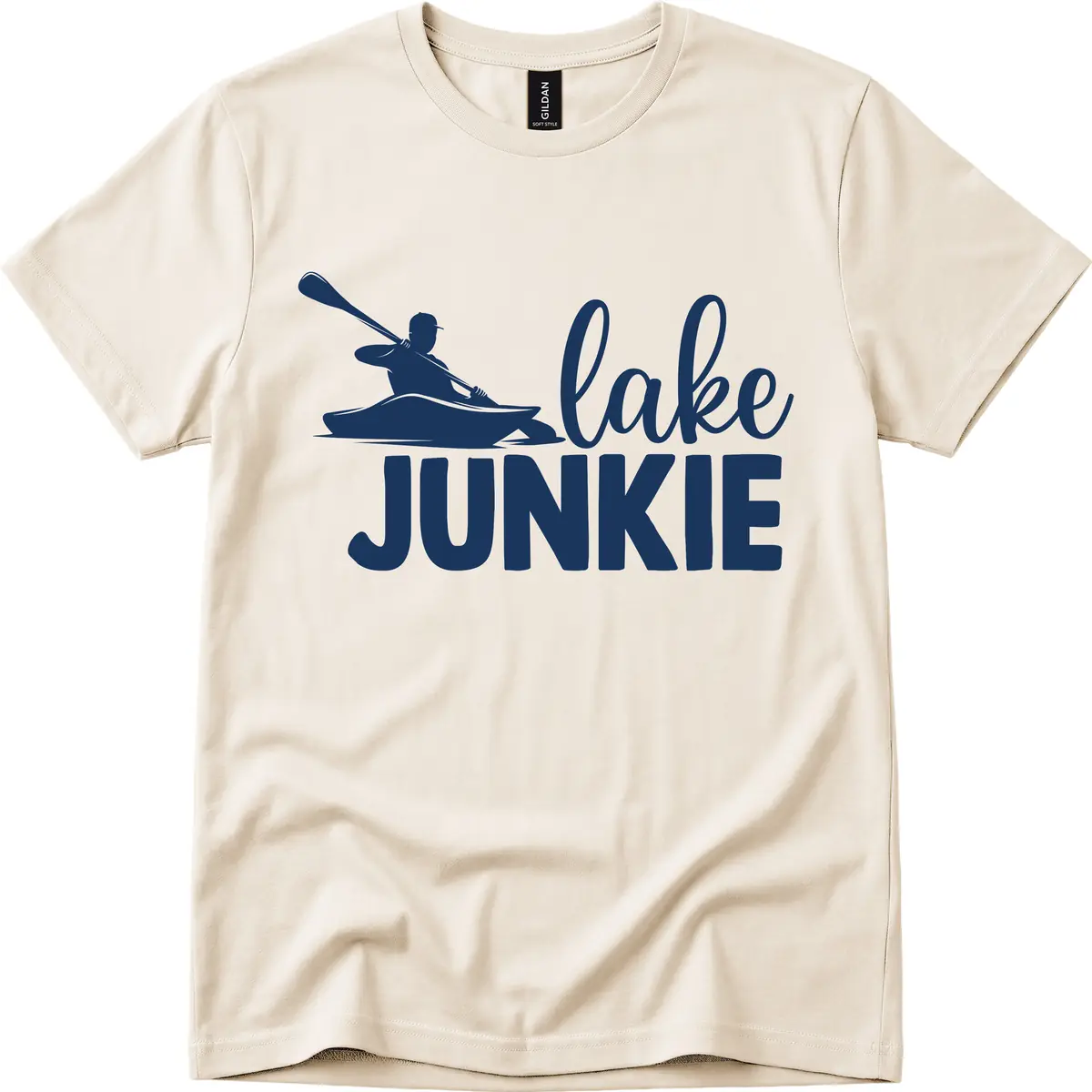Lake Junkie Kayak Design T-Shirt in Natural
