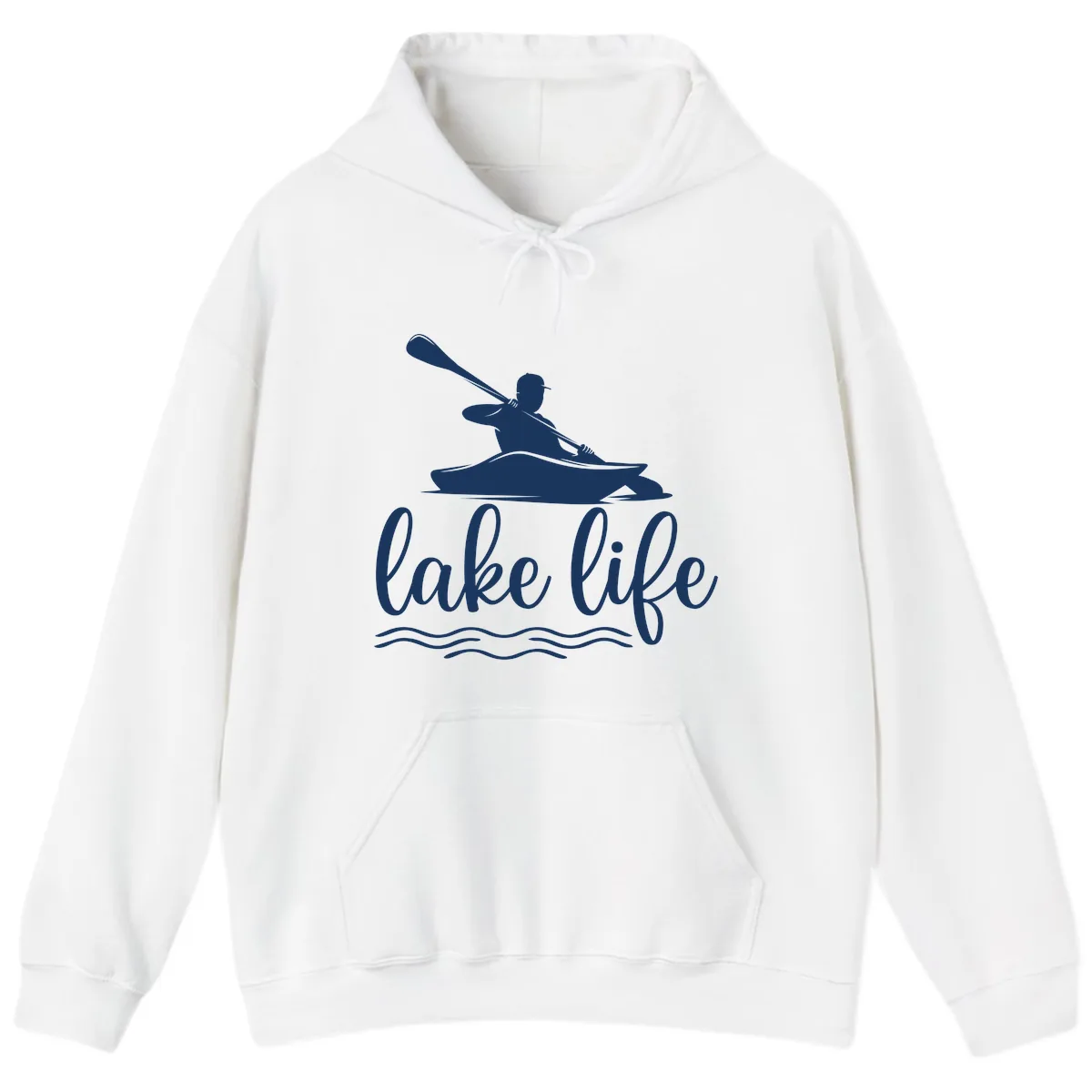 Kayaker Paddling on Lake Life Hoodie in White