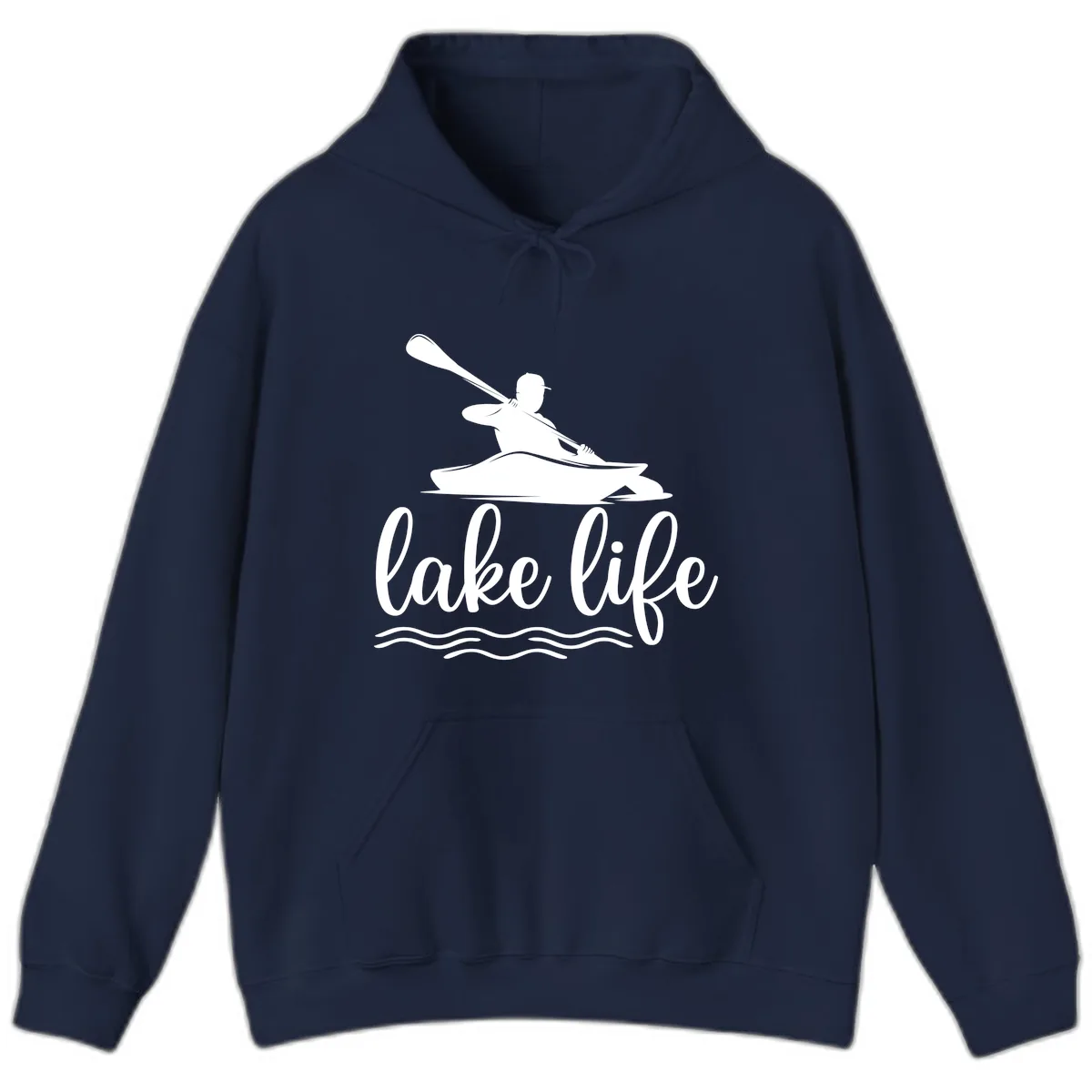 Kayaker Paddling on Lake Life Hoodie in Navy