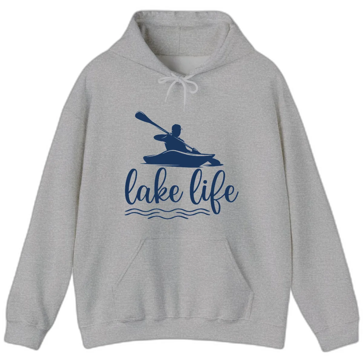Kayaker Paddling on Lake Life Hoodie in Sport Grey