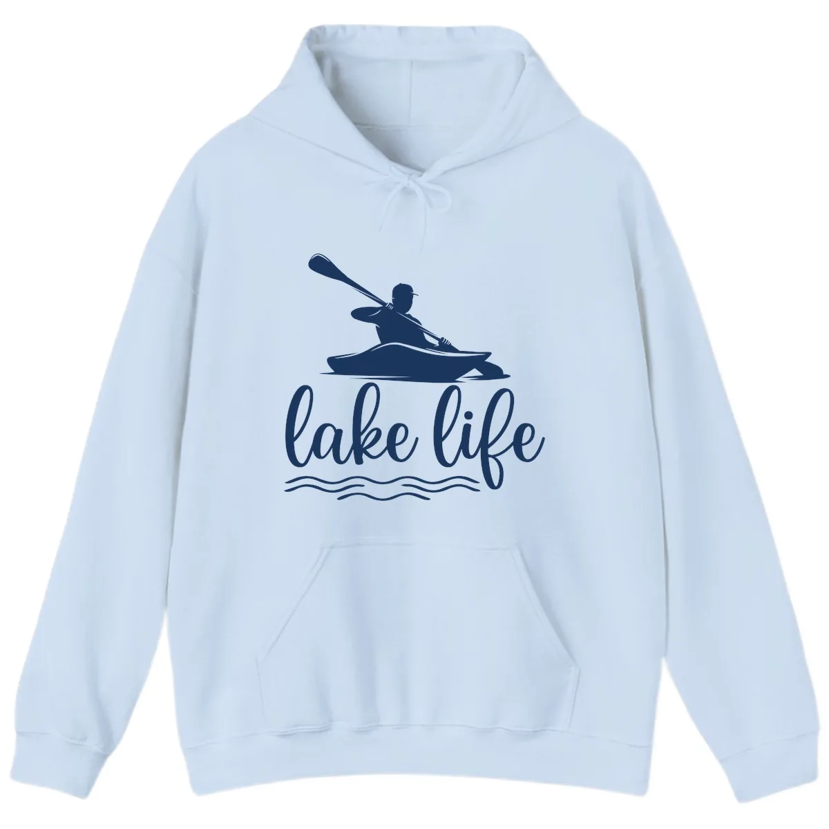 Kayaker Paddling on Lake Life Hoodie in Light Blue