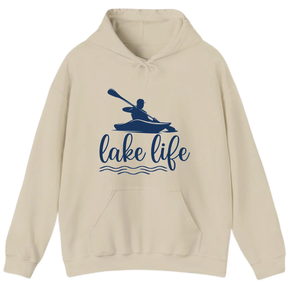 Kayaker Paddling on Lake Life Hoodie in Sand