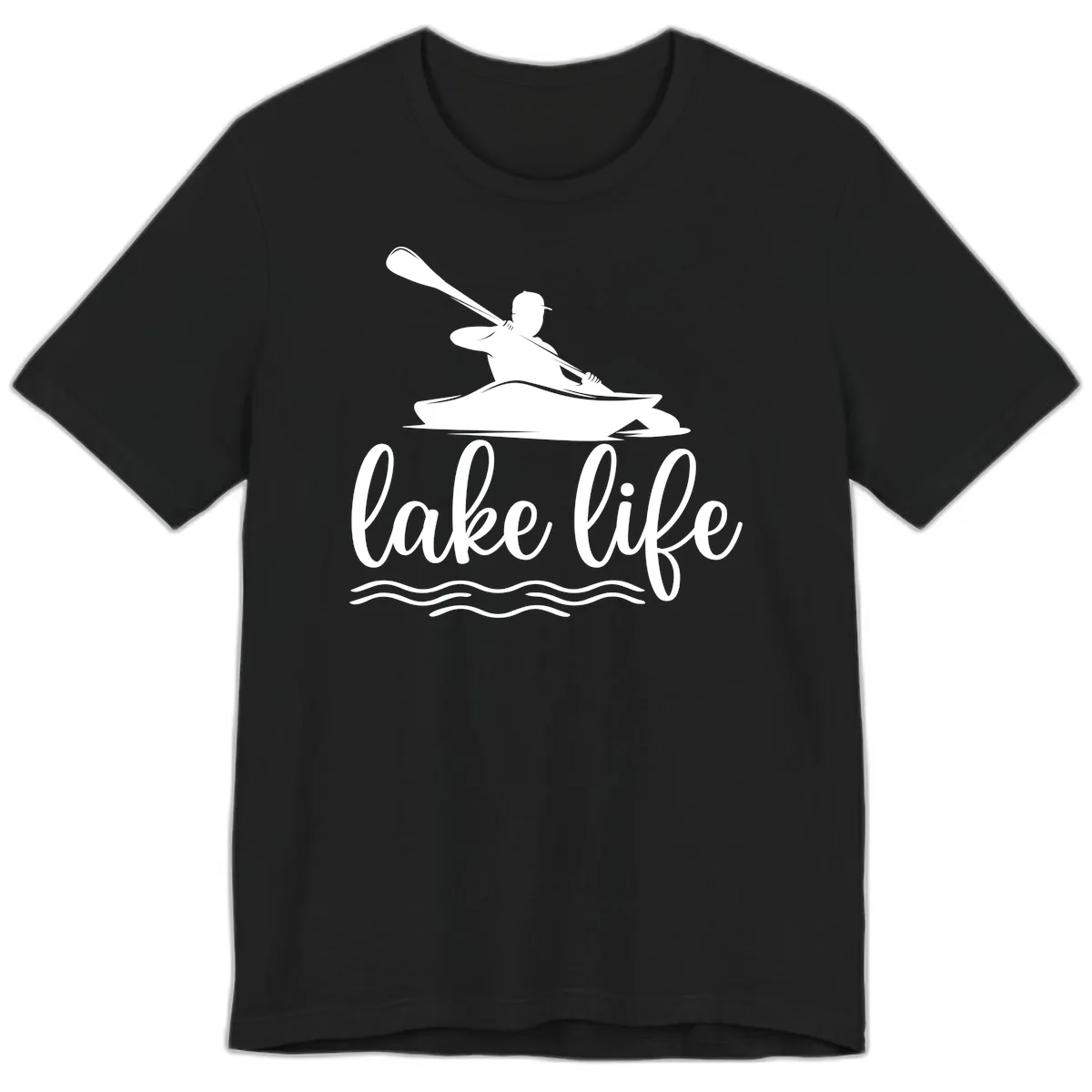 Kayaker Paddling on Lake Life Premium T-Shirt in Black