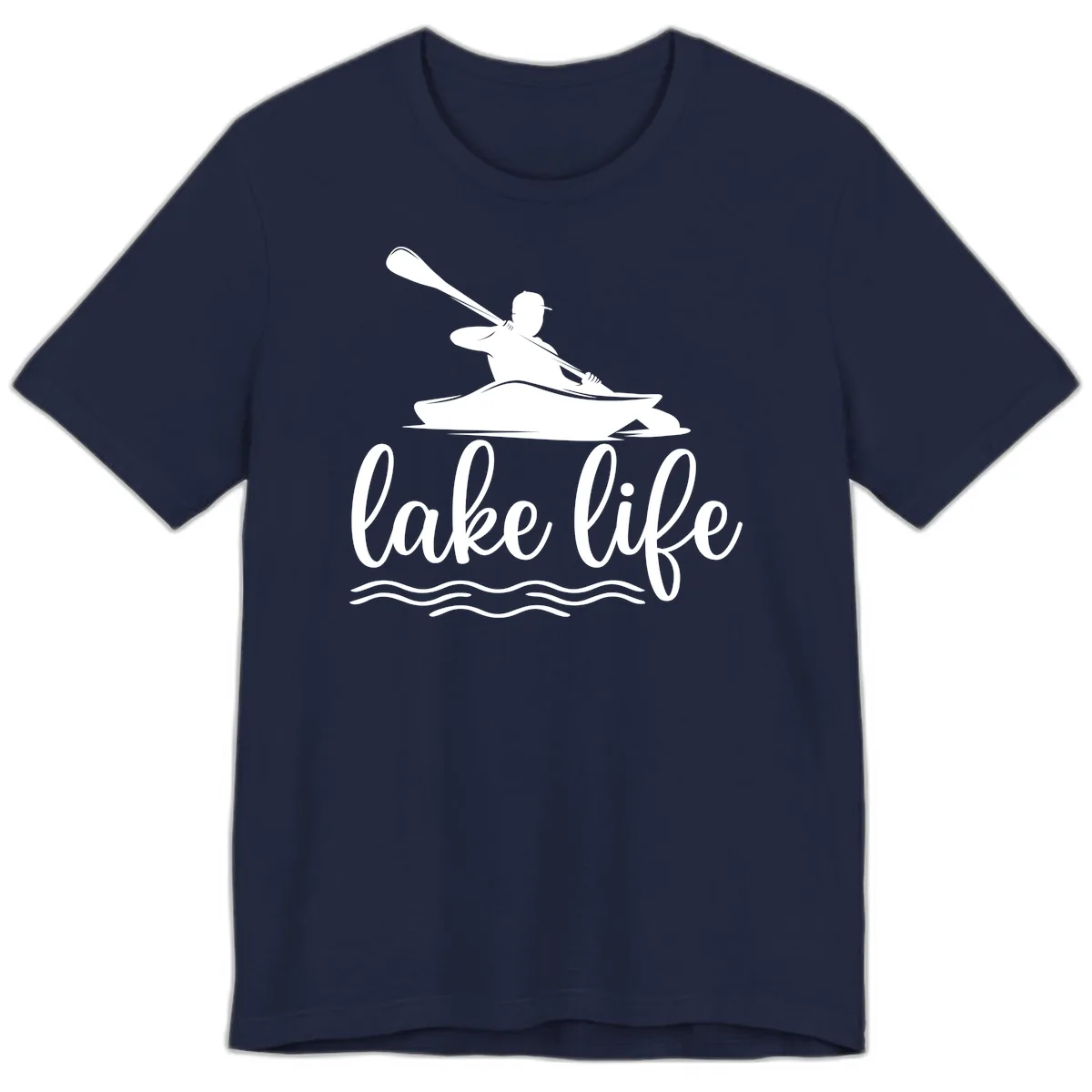 Kayaker Paddling on Lake Life Premium T-Shirt in Navy