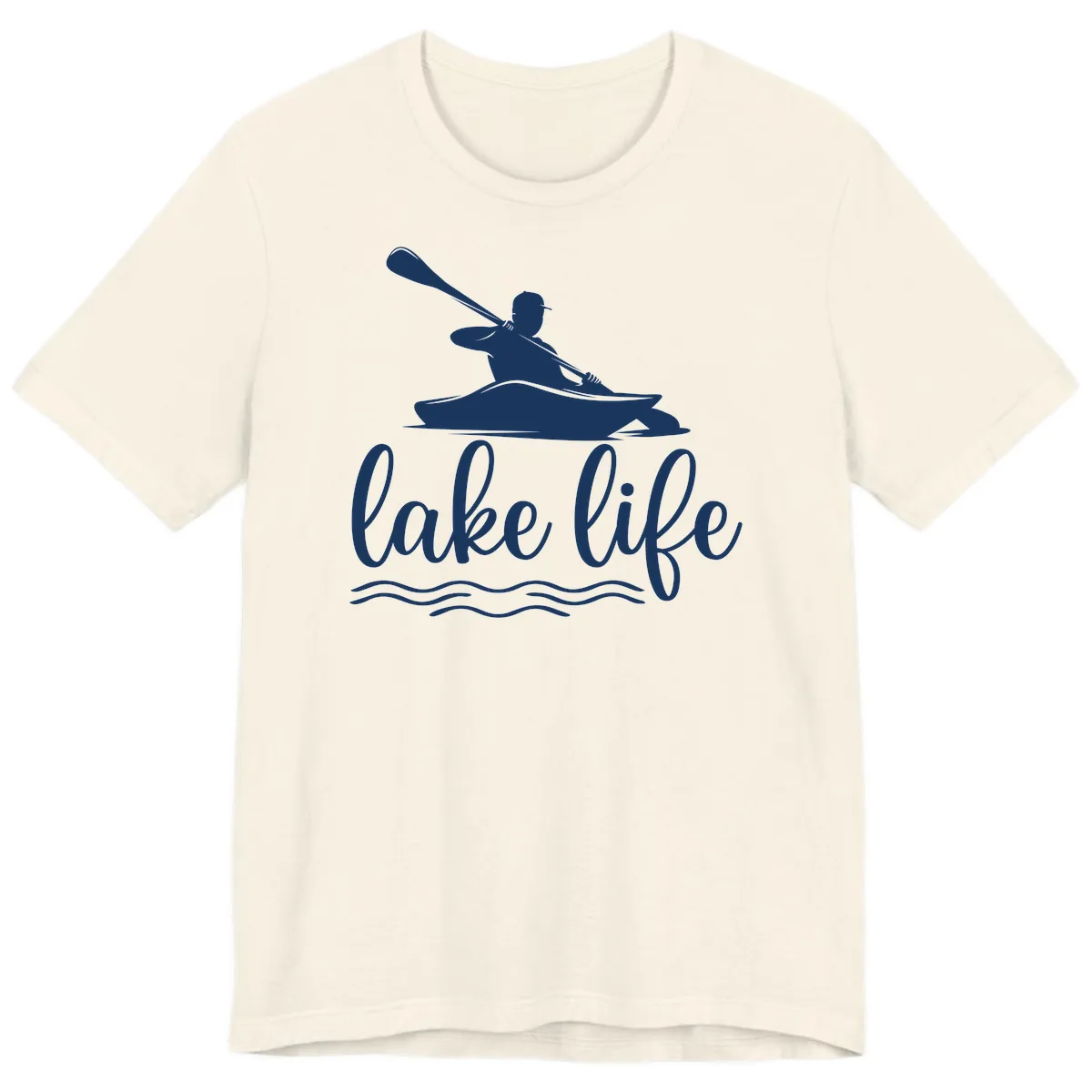 Kayaker Paddling on Lake Life Premium T-Shirt in Natural