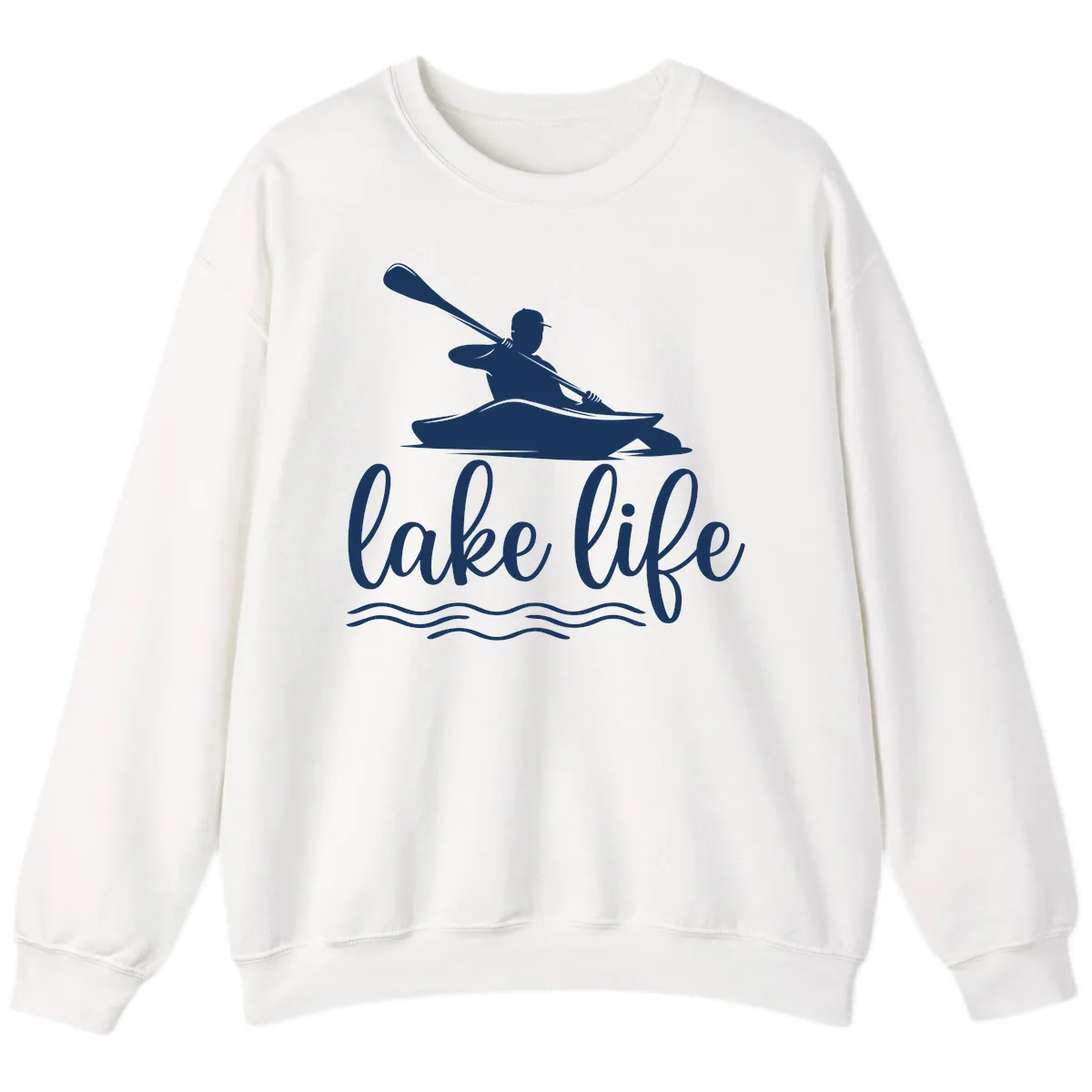 Kayaker Paddling on Lake Life Sweatshirt in White