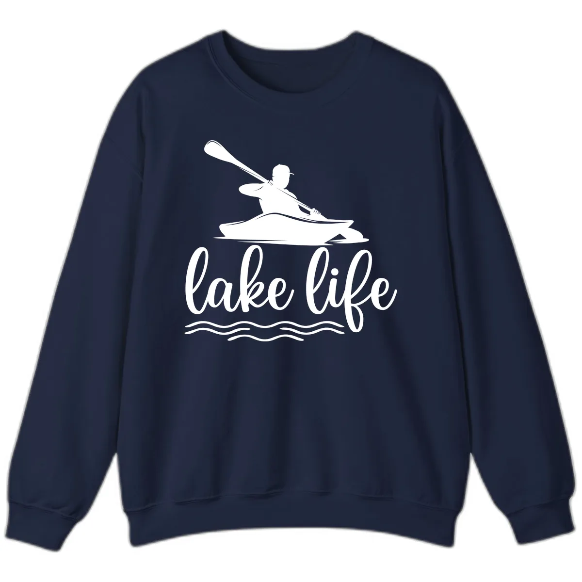 Kayaker Paddling on Lake Life Sweatshirt in Navy