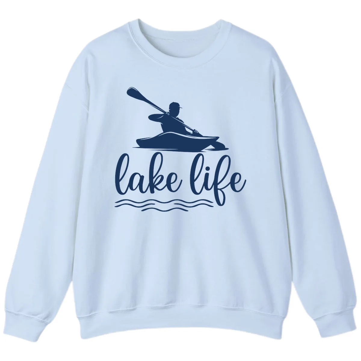 Kayaker Paddling on Lake Life Sweatshirt in Light Blue