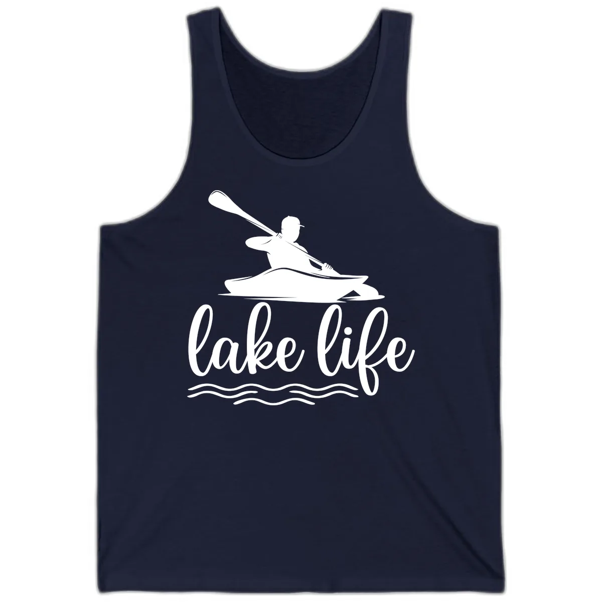 Kayaker Paddling on Lake Life Tank in Navy