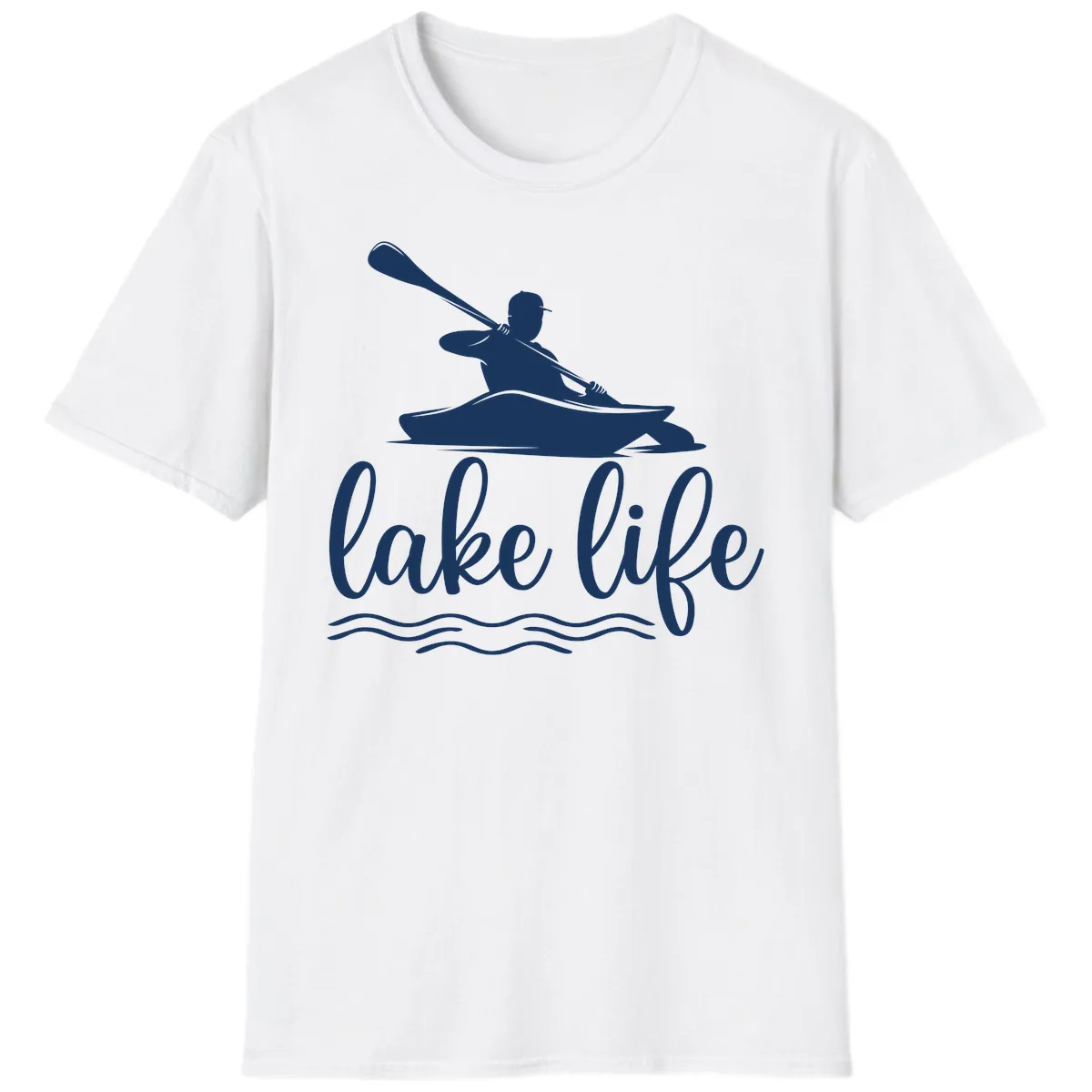 Kayaker Paddling on Lake Life T-Shirt in White